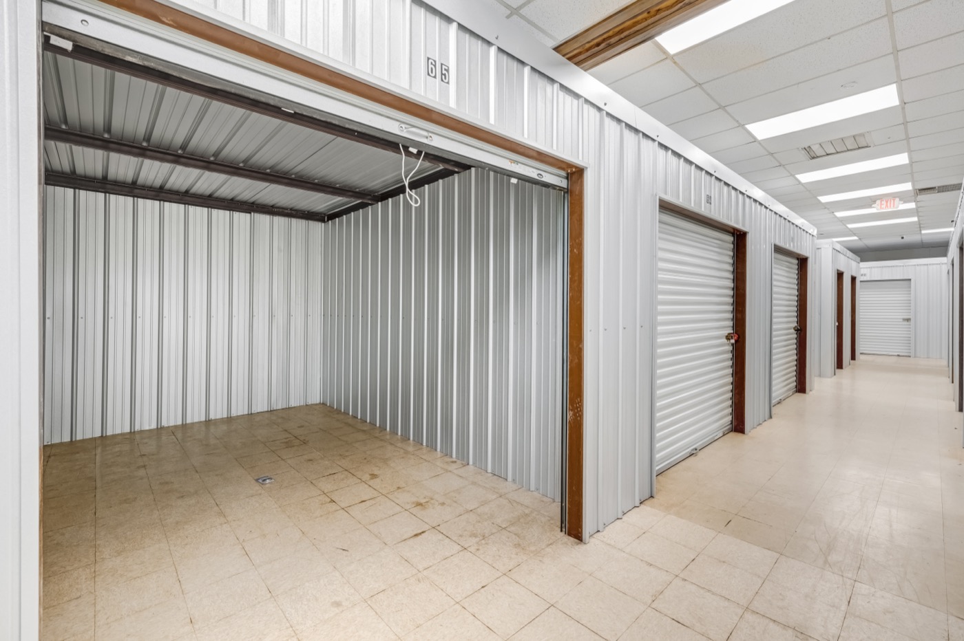 Interior view of an open storage unit